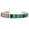 Image 1 : Old Pawn Multiple Turquoise Inlay Sterling Silver Cuff Bracelet