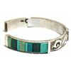 Image 2 : Old Pawn Multiple Turquoise Inlay Sterling Silver Cuff Bracelet