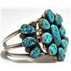 Image 2 : Old Pawn Navajo Turquoise Cluster Sterling Silver Cuff Bracelet - R. Tom
