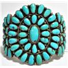 Image 1 : Old Pawn Turquoise Needlepoint Sterling Silver Cuff Bracelet - YSJ