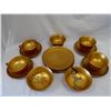Image 2 : Gold Lacquer Tea Cups and Bowls Set.