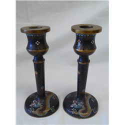 WWI Cloisonne' Candle Sticks