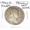 Image 1 : 1954-D Franklin SILVER Half Dollar *PLEASE LOOK AT PICTURE TO DETERMINE GRADE - NICE COIN*!!