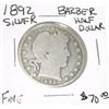Image 1 : 1892 Barber SILVER Half Dollar *RARE FINE GRADE - NICE COIN*!!