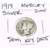 Image 1 : 1919 Mercury SILVER Dime SEMI KEY DATE *PLEASE LOOK AT PICTURE TO DETERMINE GRADE*!!