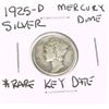 Image 1 : 1925-D Mercury SILVER Dime *RARE KEY DATE PLEASE LOOK AT PICTURE TO DETERMINE GRADE*!!