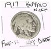 Image 1 : 1917 Buffalo Nickel RARE KEY DATE  *FINE-12 GRADE*!!