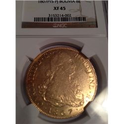 1807 Bolivia Gold 8 Escudo, NGC XF-45