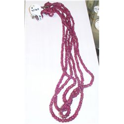 3 Strand Genuine Ruby Necklace, Over 100 Carats low grade but real rubies