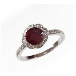 Natural 1.77 ct 3.38g Ruby & Diamond 14k WG Ring
