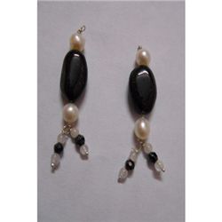 Natural 22.40ct Pearl,Semi Precious Earring .925 Sterli