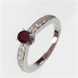 Natural 1.98 ct 3.51g Ruby & Diamond 14k WG Ring