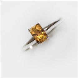 Natural 4.40 ctw Citrine Emerald Cut .925 Sterling Ring