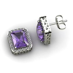 Genuine 5.80 ctw Tanzanite Diamond Earring 14k W/Y Gold