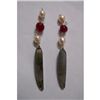Image 1 : Natural 22.60ct Pearl,Ruby,Semi Precious Earring .925 S