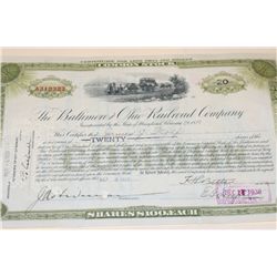 The Baltimore and Ohio Railroad Co. Stock Certificate Dated 1929