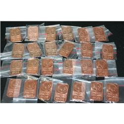 2012 Copper Ingot; .999 Fine Copper 1 Oz., Lot of 25