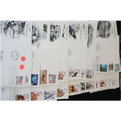 First Day Issue Postal Stamp W/Envelope; Various Dates, People & Events; Lot of 30