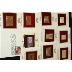 22K Gold Replica Stamp W/Postal Stamp; Various Dates, Events & People, Lot of 10