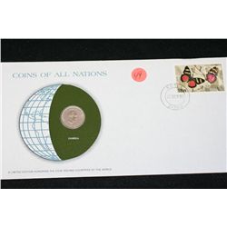 Zambia; Coins of All Nations W/Postal Stamp Dated 1980