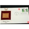Image 1 : 1990 First Day Issue 22K Gold Replica Stamp W/Postal Stamp; Olympic Games Tennis