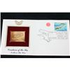 Image 1 : 1990 First Day Issue 22K Gold Replica Stamp W/Postal Stamp; Creatures of the Sea Northern Sea Lion