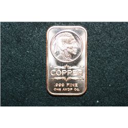 2012 Copper Ingot; .999 Fine Copper 1 Oz.