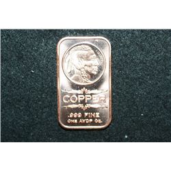 2012 Copper Ingot; .999 Fine Copper 1 Oz.