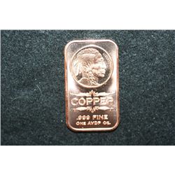 2012 Copper Ingot; .999 Fine Copper 1 Oz.