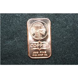 2012 Copper Ingot; .999 Fine Copper 1 Oz.