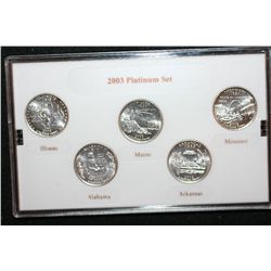 2003-P US Mint State Quarter Set; BU, Layered in Platinum