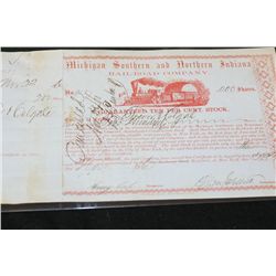 Michigan Southern and Northern Indiana Rail-Road Company Stock Certificate