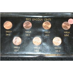 1982 Lincoln Cent Mint Set; Lot of 7