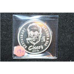 Cisco's Restaurant, Bakery & Bar Silver Round; .999 Silver 1 Oz., "The Man Who Made Huevos Rancheros