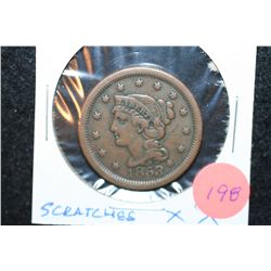 1853 Large One Cent; Scratches "XX"