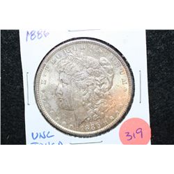 1886 Silver Morgan $1; UNC Toned