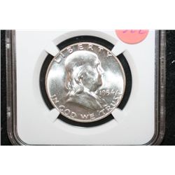 1954 Ben Franklin Half Dollar; NGC Graded MS64 FBL
