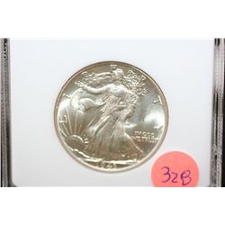 1943 Walking Liberty Half Dollar; PCI Graded MS65
