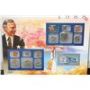 Image 1 : 1988 US Mint Coin Set Commerating Texan George Bush Elected President W/Postal Stamps; P&D Mints, UN