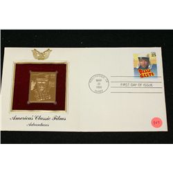 1990 First Day Issue 22K Gold Replica Stamp W/Postal Stamps; America's Classic Films Adventures