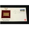 Image 1 : 1990 First Day Issue 22K Gold Replica Stamp W/Postal Stamp; Wyoming Statehood 100th Anniversary