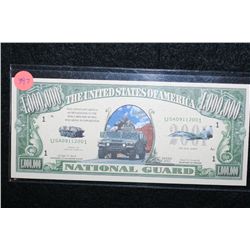 2002 United States of America $1,000,000 National Guard Colorized FAKE Bill