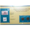 Image 1 : 1888 & 1889 Indian Head Penny Set W/US Postal Stamp Commerating Native American Discovery and Explor