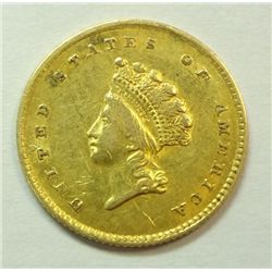 1854 T2 $1 gold (Scarce Var) Lustrus XF/AU Close to AU Details