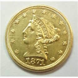 1871 $ 2 1/2 Gold Rare low mint date  only 5320 minted Ch Au 55/58, highly lustr