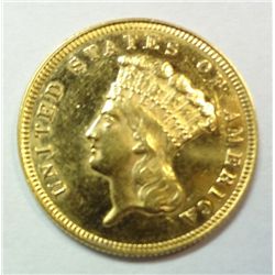 1879 $3 Gold (Only 3000 minted) Ch BU62 PL reverse