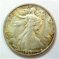 1935 Half $, beautiful, Gem BU 66, glowing light golden tone