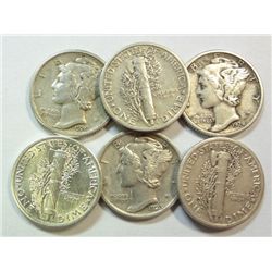 6 HIGH GRADE MERCURY DIMES