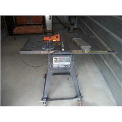 Sears Craftsman electronic 10" table saw with attachments and rolling cart