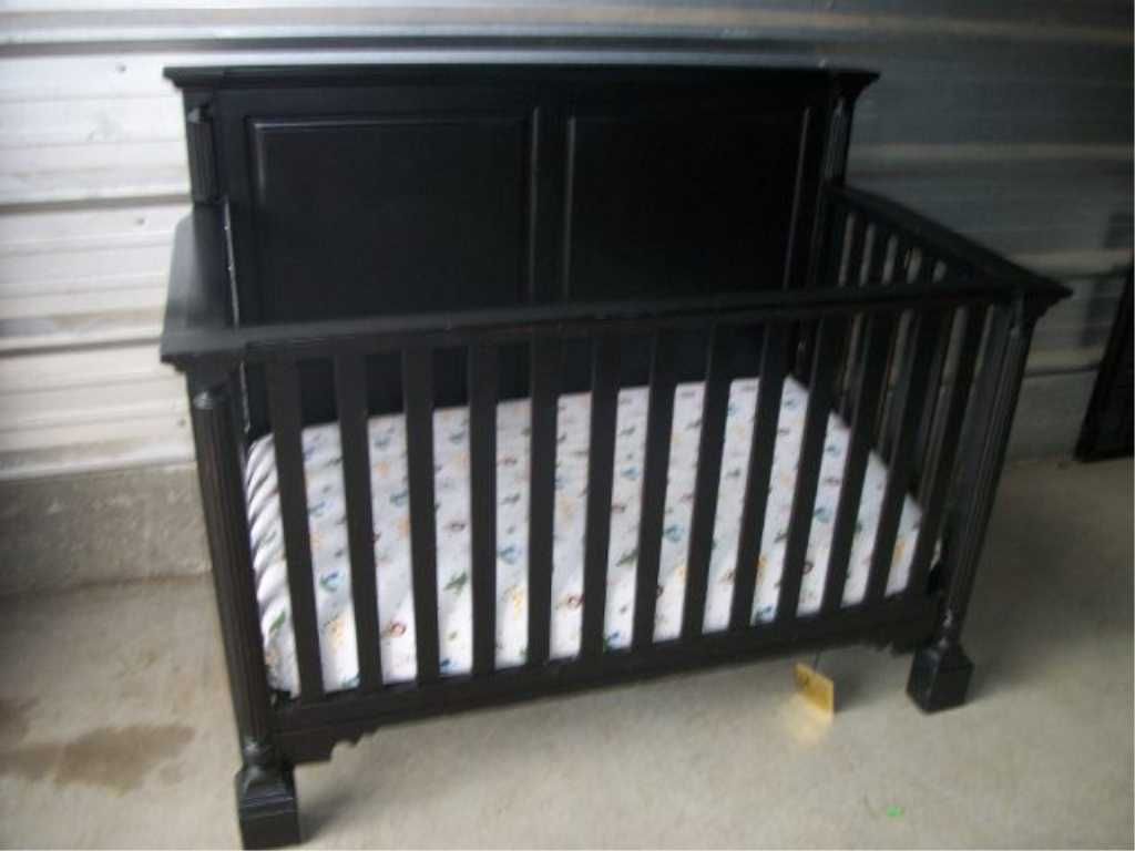 Dark Wood Baby Crib 58w X 47t X 31d
